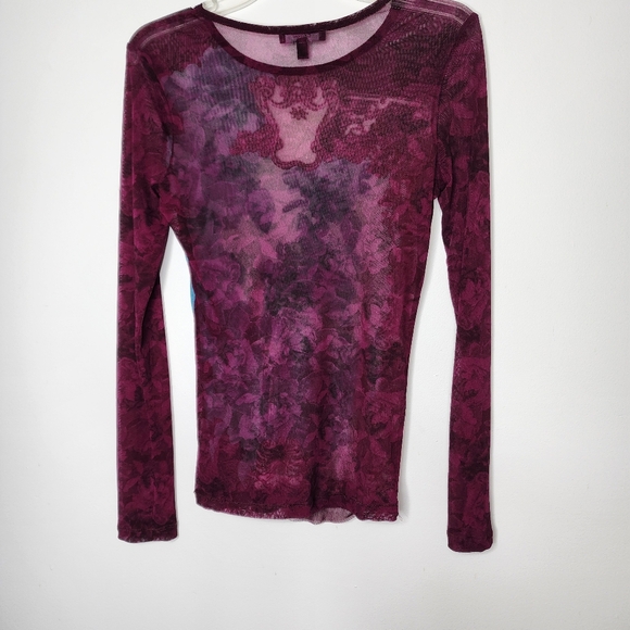 Express Y2K mesh long sleeved sheer printed top - Picture 9 of 11